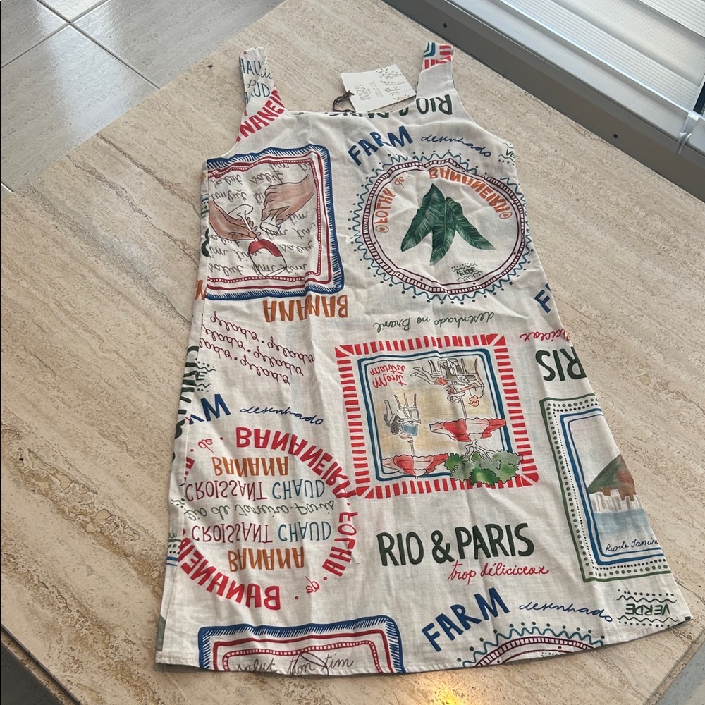 NEW 🆕 Linen Blend Women’s Dress Spighe Di Lino Graphic size S made in Italy